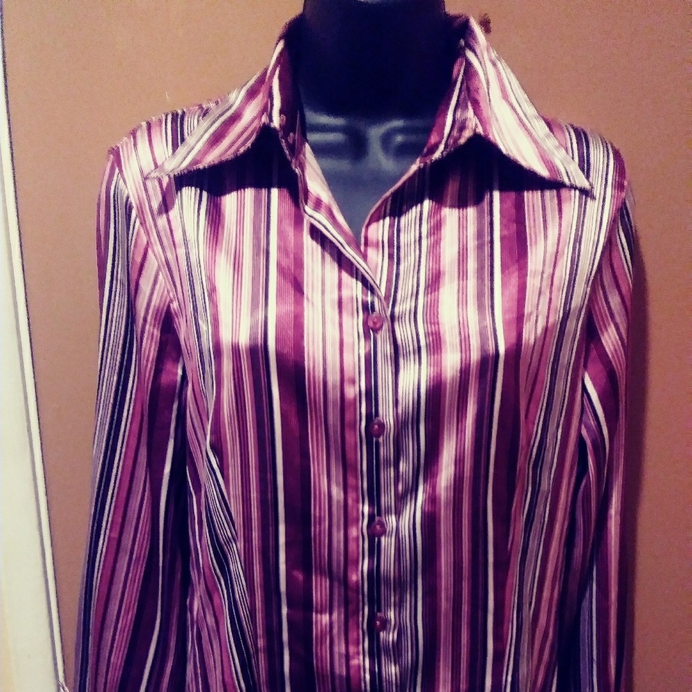 LS1 Striped Button Up Long Sleeve Shirt Sz Small